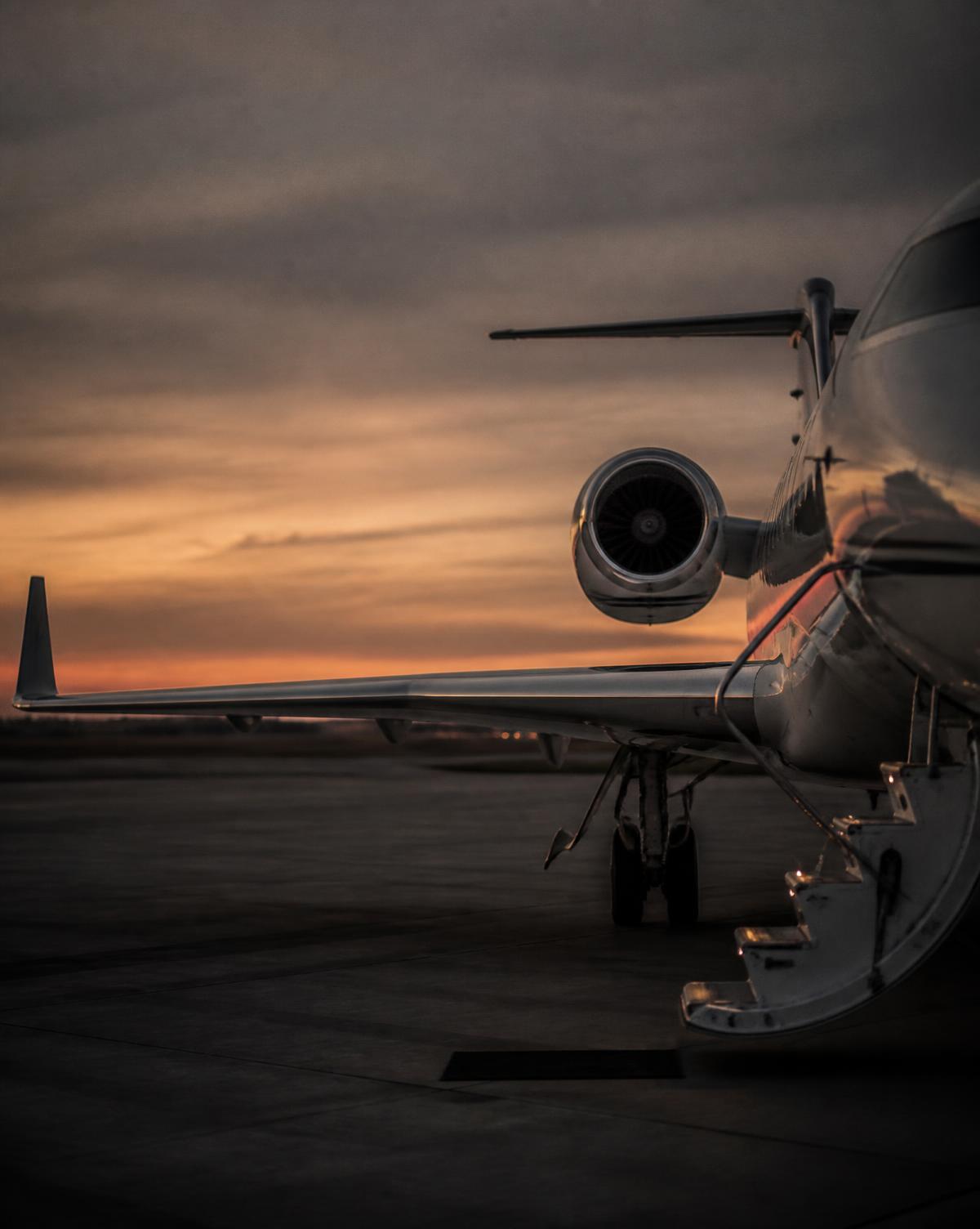 Private aviation at dusk